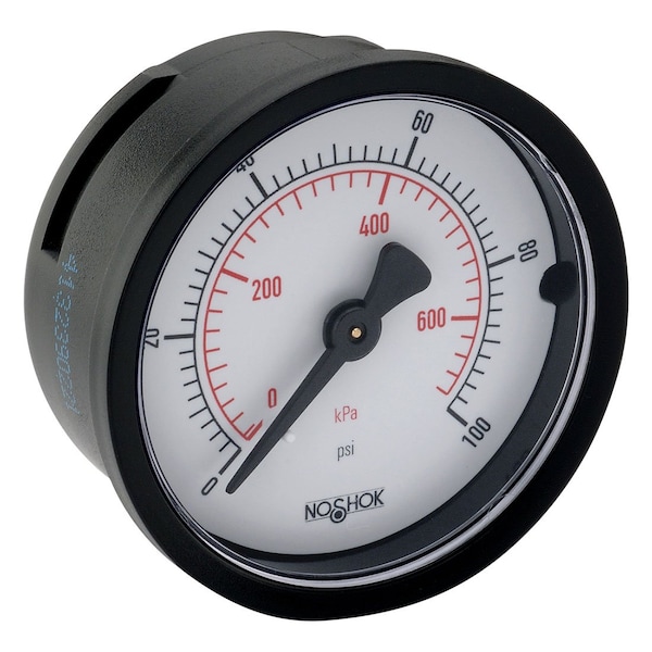 Vacuum Gauge, 1/4 NPT Back Conn 2.5 Panel Mount Gauge, 0.3 mm Brass Press Fit Orifice